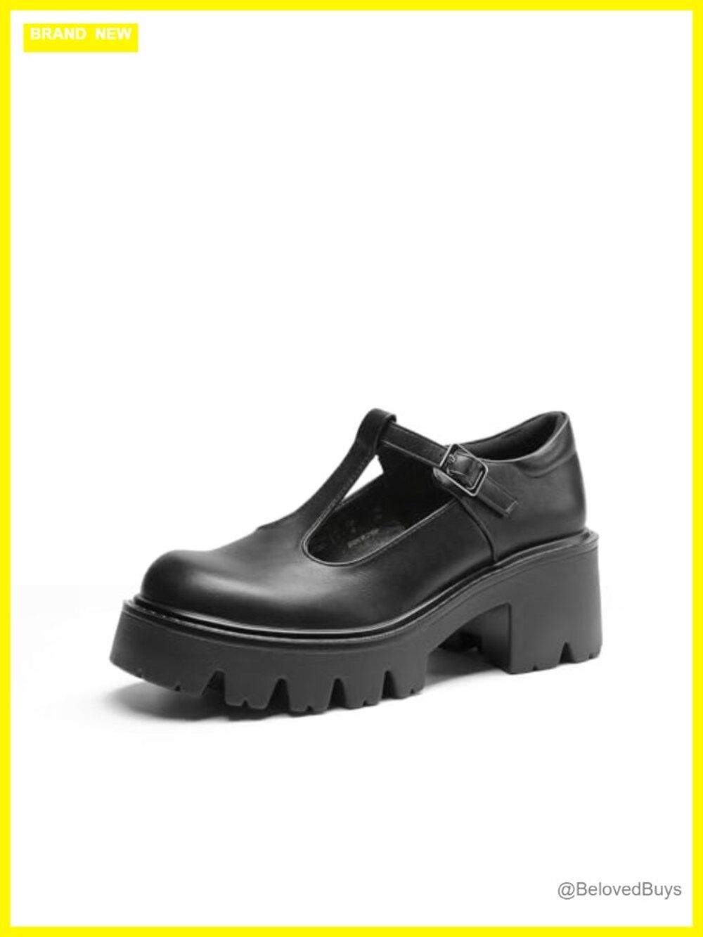 Women's T-Strap Mary Jane Pumps Faux Leather Platform Heels